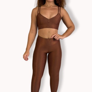 Conjunto Luana Marrom Chocolate - Legging Poliamida Aveludado