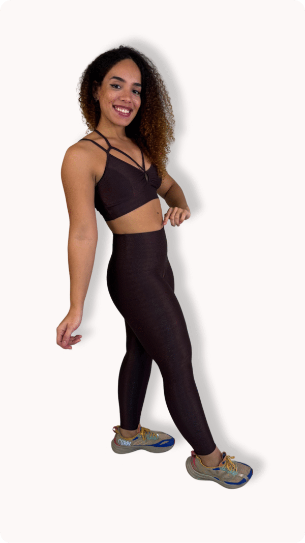 Conjunto Ana Marrom Café - Legging Poliamida Aveludado - Imagem 2
