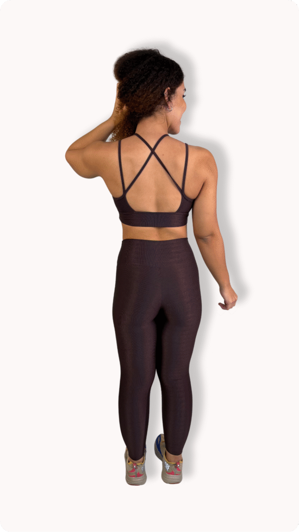 Conjunto Ana Marrom Café - Legging Poliamida Aveludado - Imagem 3