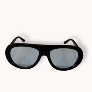 Óculos de Sol - Aviador Grécia Maresia - Lente Azul Acetato Preto - Moderno Minimalista
