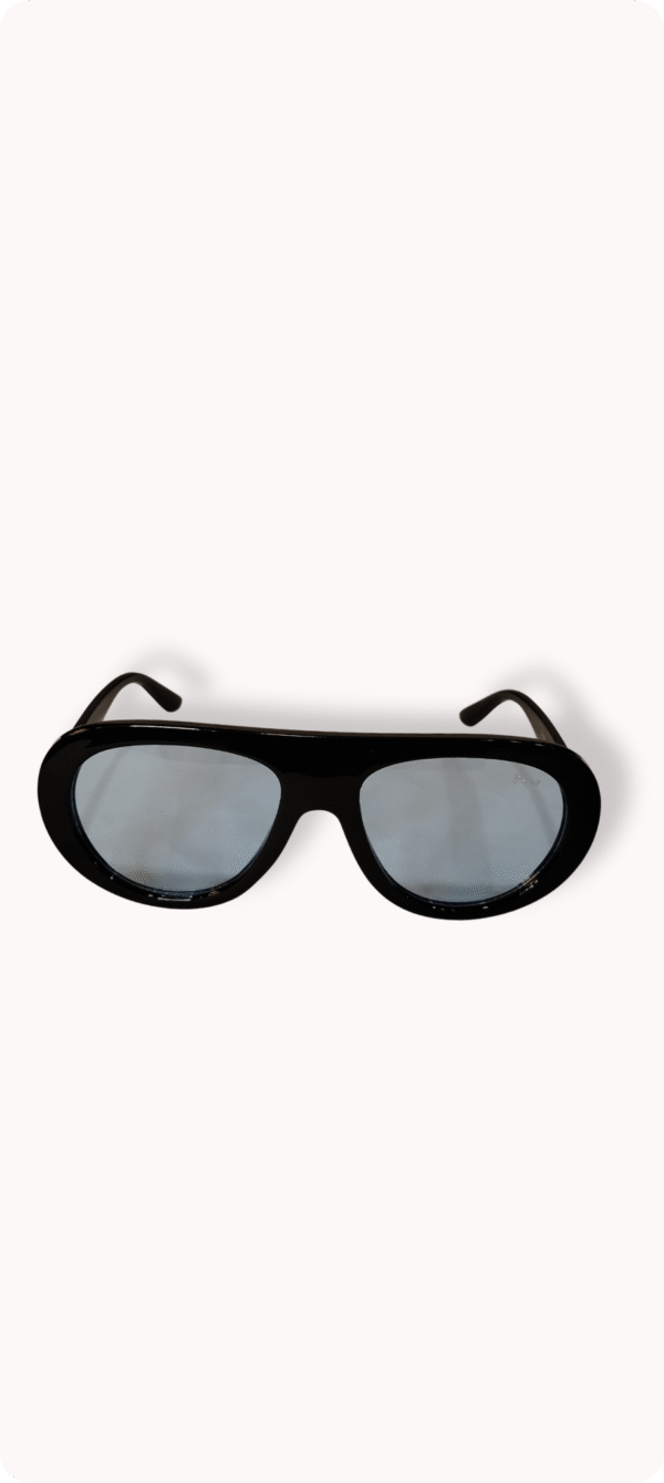 Óculos de Sol - Aviador Grécia Maresia - Lente Azul Acetato Preto - Moderno Minimalista