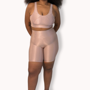 Conjunto Bermuda com Cropped Essential - Poliamida Aveludada- Pérola - Tam GG