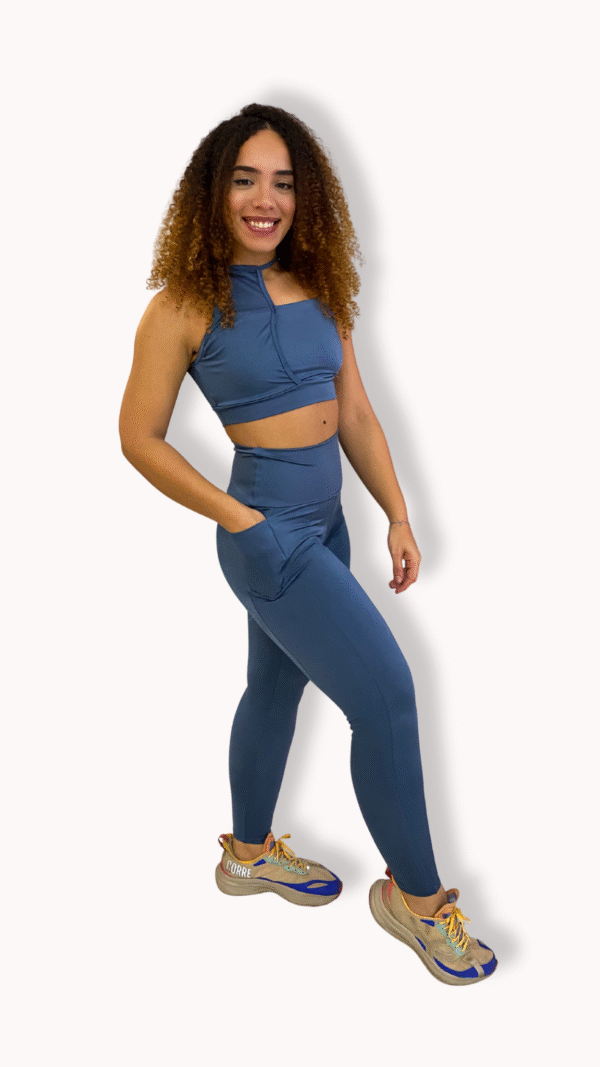 Conjunto Cirrê Azul Petróleo  - Legging Cirrê Poliamida - Imagem 2