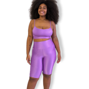 Conjunto Bermuda Lilás - Poliamida Aveludado - Plus Size