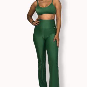 Legging Flare - Poliamida Aveludada - Verde Esmeralda - Tam M