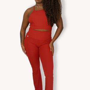 Legging Flare - Poliamida Aveludada Mate - Terracota- Tam G