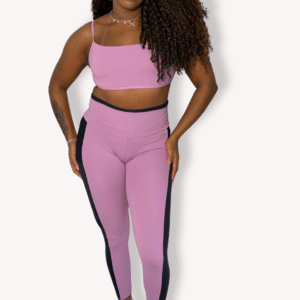 Legging Bolso Bicolor - Poliamida - Rosé com Preto - Tam G