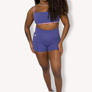 Conjunto Short Bicolor - Poliamida - Hortência com alças Rosé - Tam G