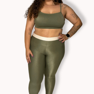 Legging Bicolor - Verde Oliva com Off White - Tam GG