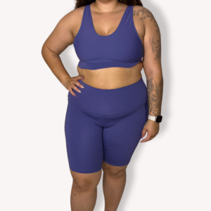 Conjunto Bermuda Bolso com Cropped Essencial - Poliamida - Hortência - Tam GG