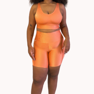 Conjunto Bermuda com Cropped Essential - Poliamida Aveludada - Pêssego - Tam GG