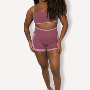 Conjunto Bicolor Short Com Cropped Amanda - Poliamida - Malbec com Rosé - G, Malbec com Rosé